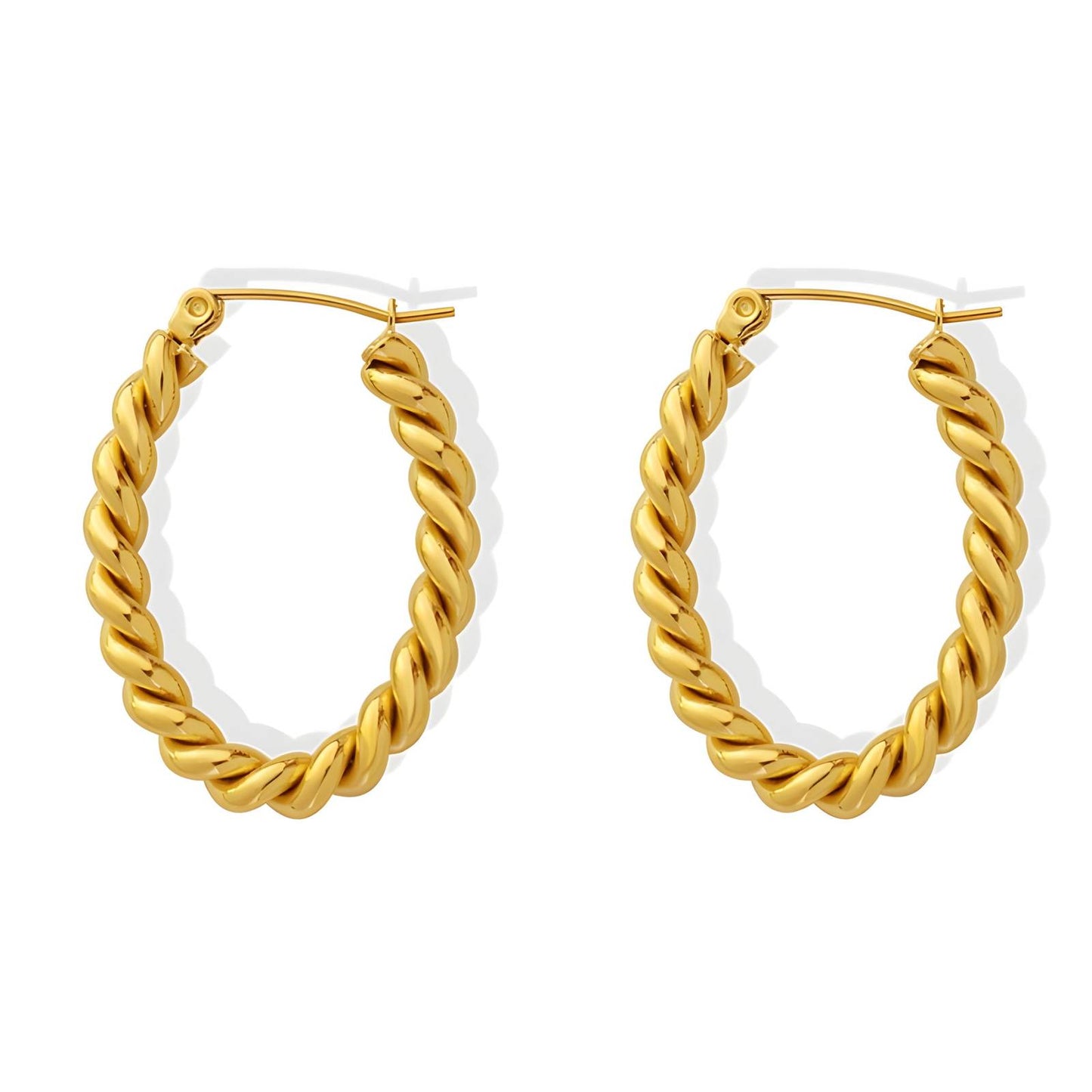 Twisted Oval Hoop Earrings