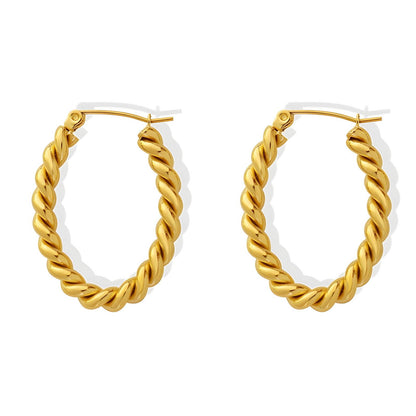 Twisted Oval Hoop Earrings